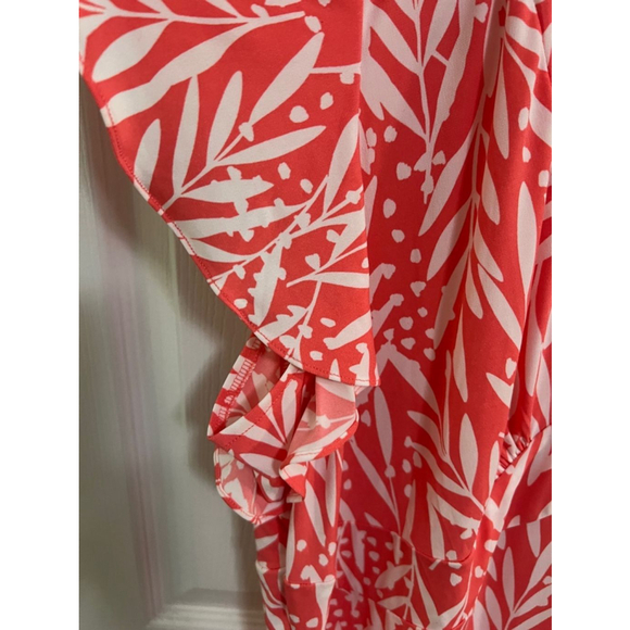 🔵 London Times Red and White Ruffle Sleeve Dress Size 20W NWT - Picture 5 of 11